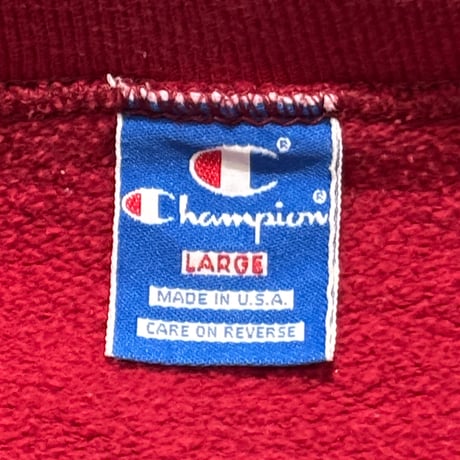 90s　Champion　L/S スウェットシャツ　USA製　Size L　ロゴ刺繡　無地　チャンピオン　(S5341)