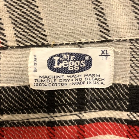 70s　Mr.Leggs　ネルシャツ　USA製　コットンシャツ　チェック柄　(S2968)