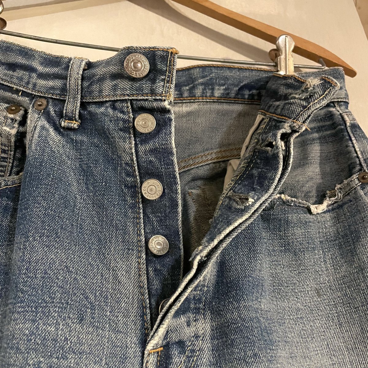 60s LEVI'Sリーバイス 501 BIGE パッチワーク リペア デニム
