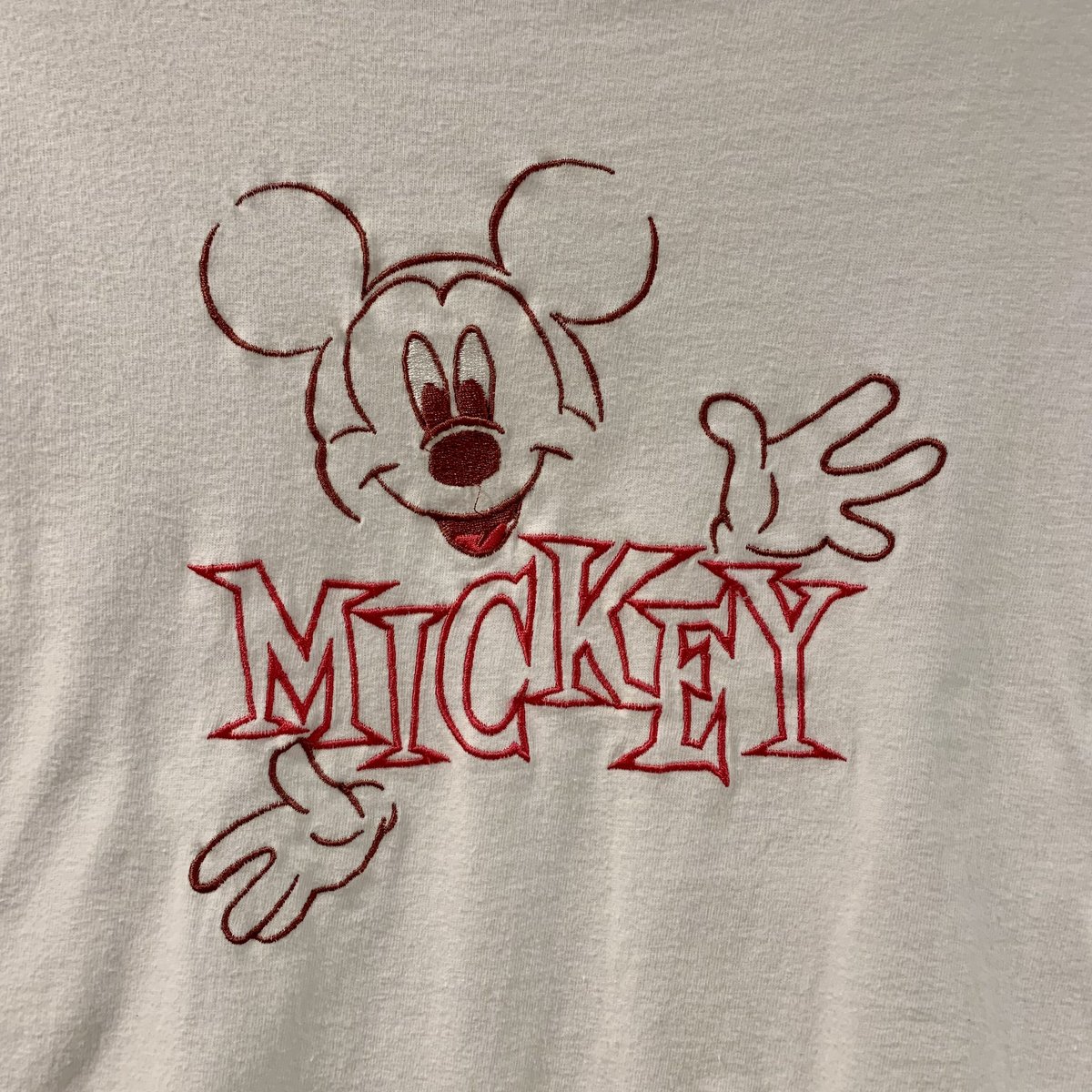 Hanes ヘインズ ショートスリーブ 刺繍デザインTシャツ ミッキーT