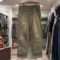 Dickies　ダック地　ペインターパンツ　カーハート　カーキ　34×32 　ペンキ飛び　雰囲気系　(S5043)