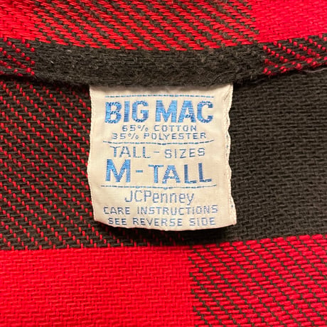 70s　BIG MAC　L/S ネルシャツ　USA製　Size M　コットンシャツ　JC PENNEY　(S3887)