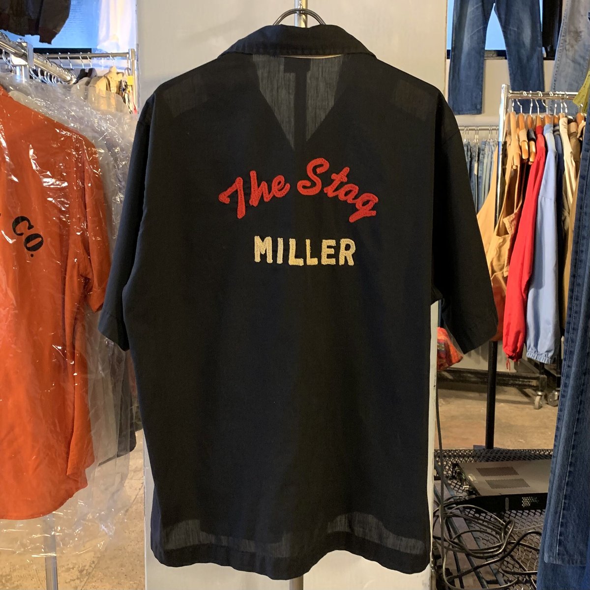 King Louie 80s アメリカ製ボウリングシャツ XL KING LOUIE キングルイ 80〜 90年代 USA製 紺タグ ポリコットン