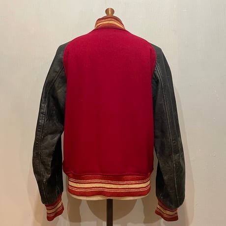 50s~　Play Safe Brand Montgomery Alabama　VINTAGE AWARD JACKET　スタジャン　USA製　アワードジャケット　レザー　(S5738)