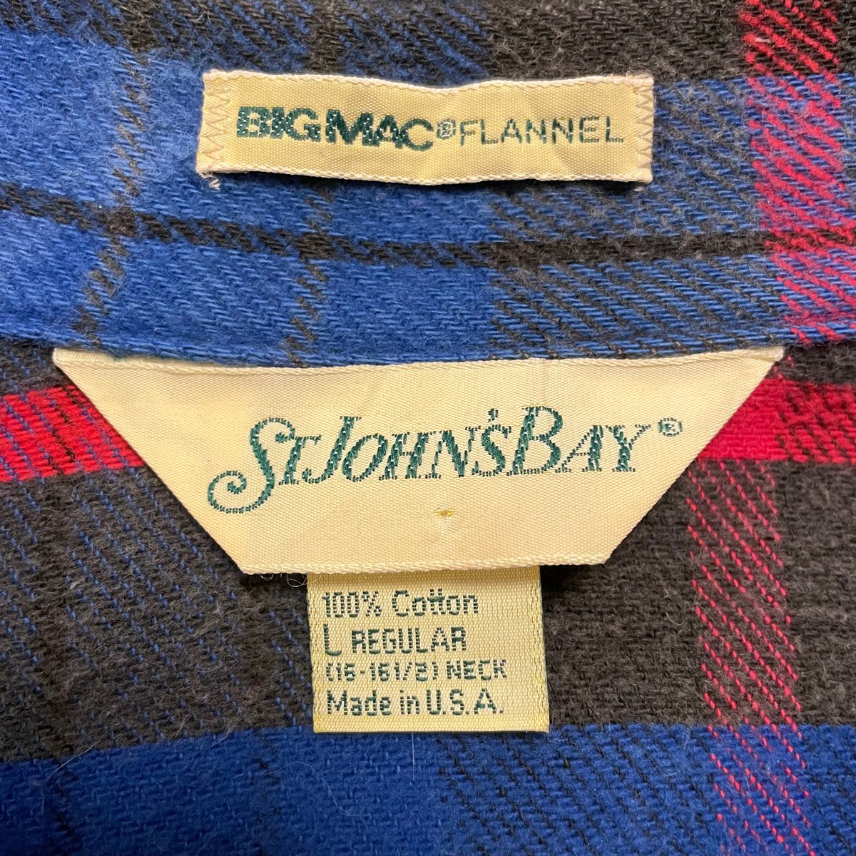 80s BIG MAC × ST JOHN'S BAY L/S ネルシャツ USA製 Size