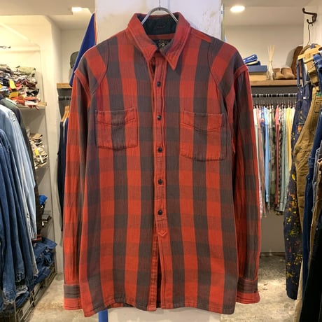 RRL　Ralph Lauren　L/S  ネルシャツ　バッファローチェック　チンストラップ　ダブルアールエル　ラルフローレン　(S2535)