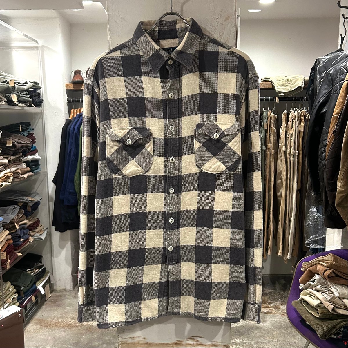 ラルフローレン ネルシャツ XL チェック まち付 マチネル ポニー無 6360 ラルフローレン ネルシャツ XL チェック まち付 マチネル ポニー