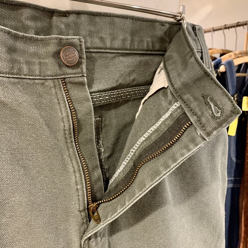 Dickies ダック ペインターパンツ ワークパンツ フェード 襤褸 オリーブ Dickies ダック ペインターパンツ ワークパンツ フェード 襤褸