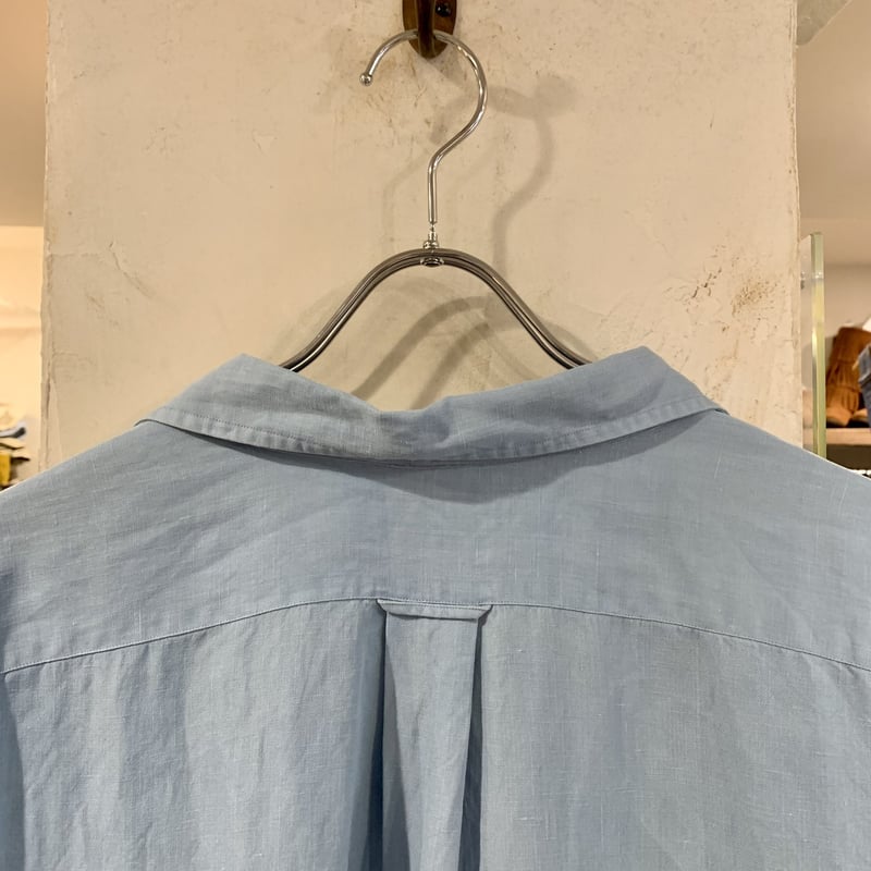 【XL】Linen × Silk ラルフ オープンカラーシャツ サックスブルー XL】Linen × Silk ラルフ オープンカラーシャツ サックスブルー