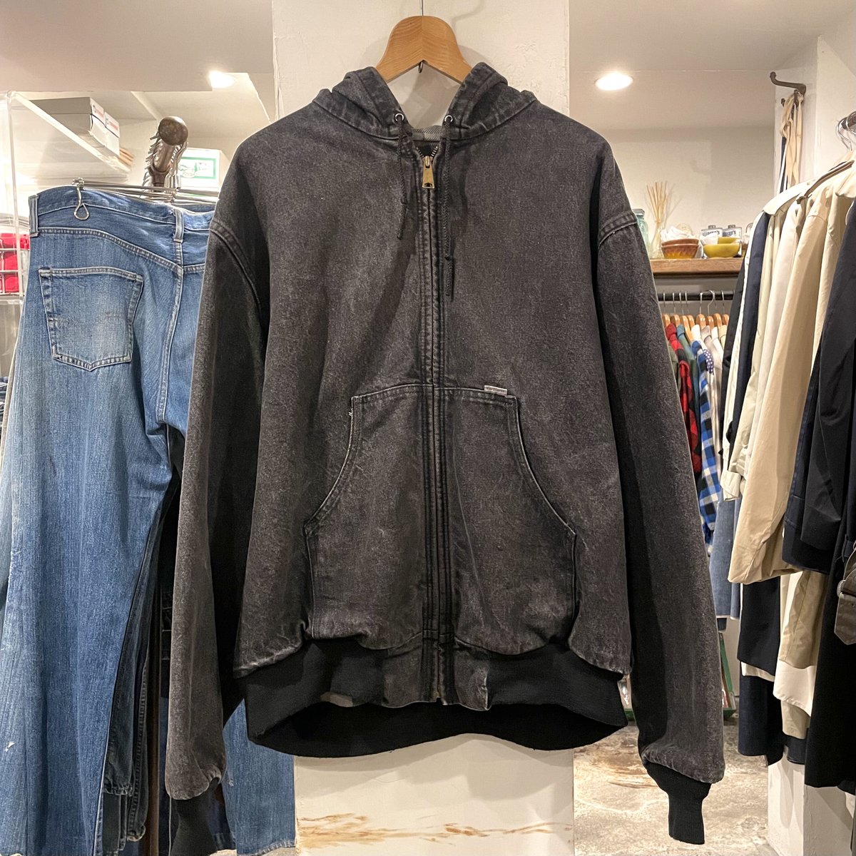 carhartt 80s USA製 ブラックデニム アクティブジャケット XXL carhartt 80s USA製 ブラックデニム アクティブジャケット XXL