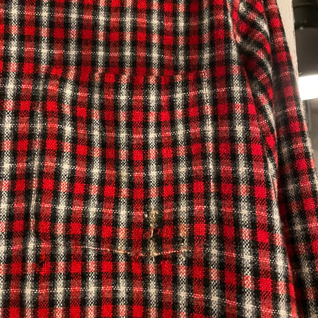 50s　puritan　L/S VINTAGE WOOL SHIRT　Size M　オープンカラーシャツ　ループ留　ボックスシルエット　ヴィンテージシャツ　(S4630)