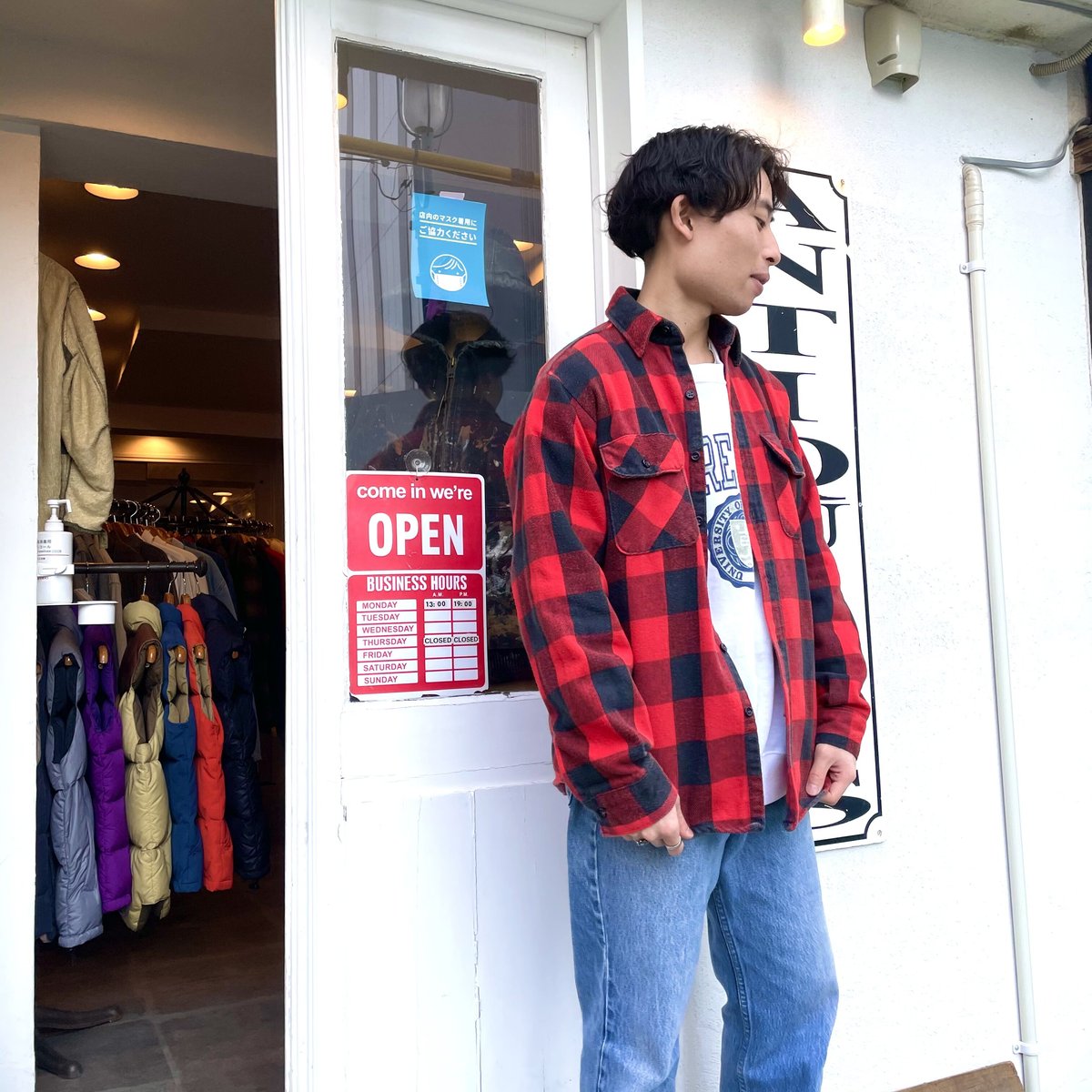 FIVE BROTHER 70s USA製 バッファローチェック 赤x黒 フランネル