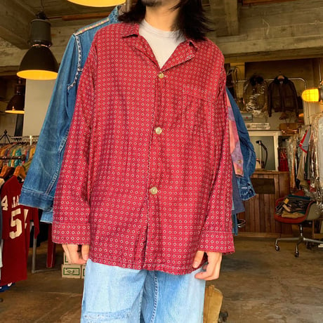 60s　Carlisle CARLISLE ALLEN CO.　Vintage Pajama Shirt　総柄 パジャマシャツ　グランジファッション　(S2546)