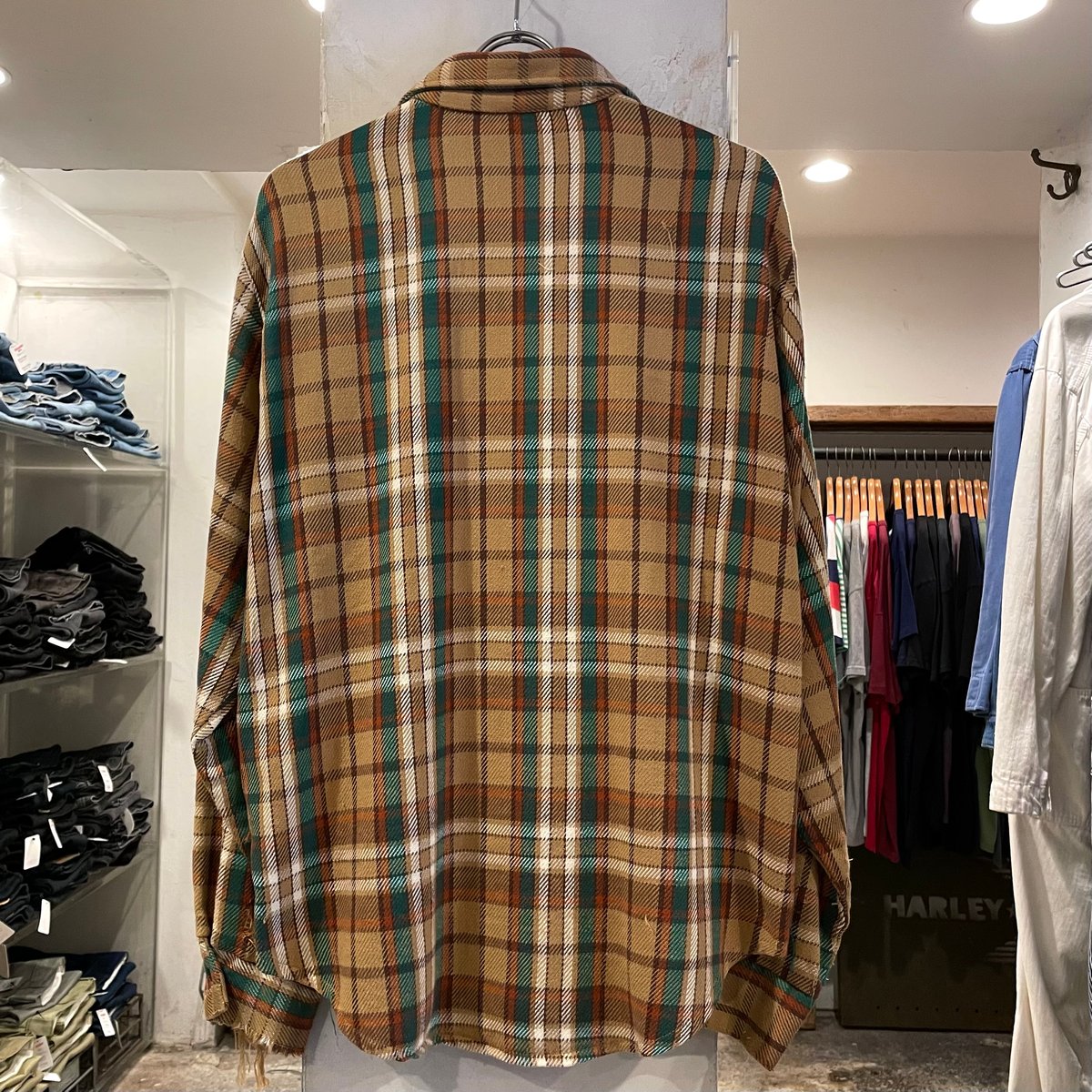 70s Sears KINGS ROAD L/S ネルシャツ USA製 コットンシャツ シアー