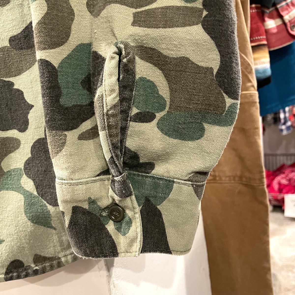 FIVE BROTHER / JAM CAT FISH HUNTER/シャモアクロス/長袖シャツ/16.5/コットン/KHK/カモフラ 80s FIVE BROTHER × JIM