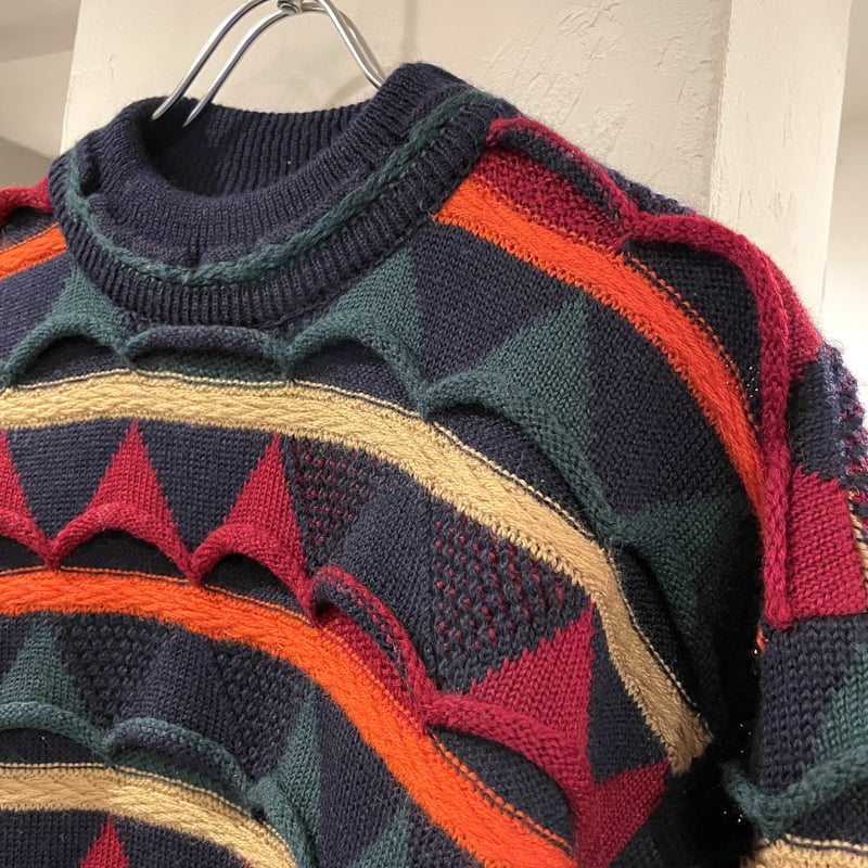 COOGI 3Dニット クルーネックセーター ピュアウール マルチカラー