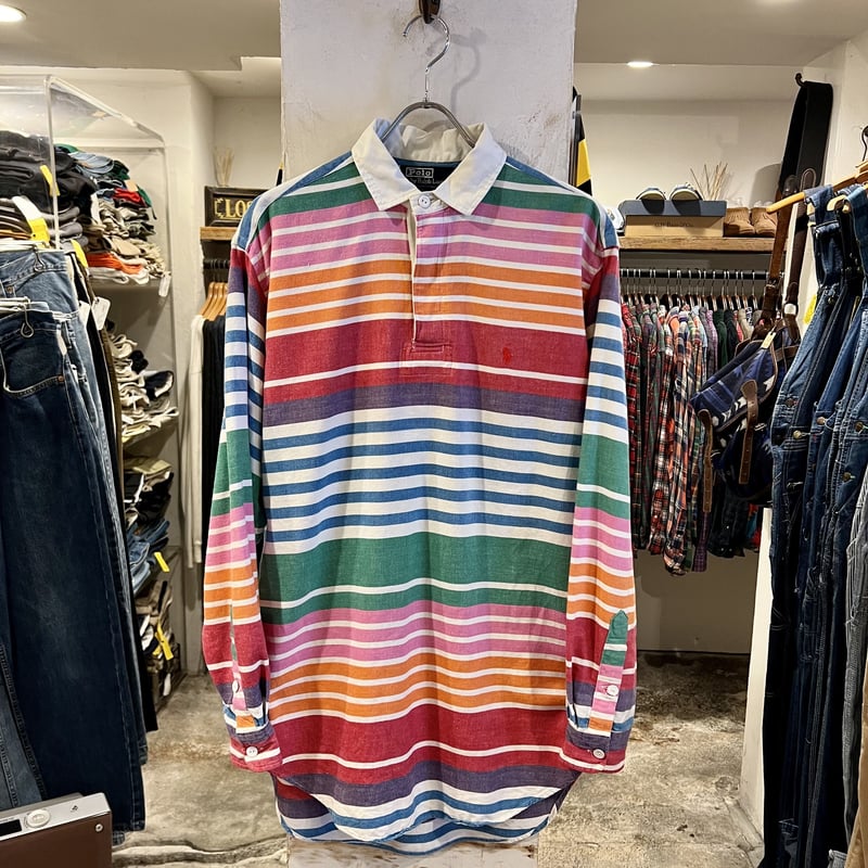 90s POLO by Ralph Lauren L/Sラガーシャツ ラルフローレン ボーダー