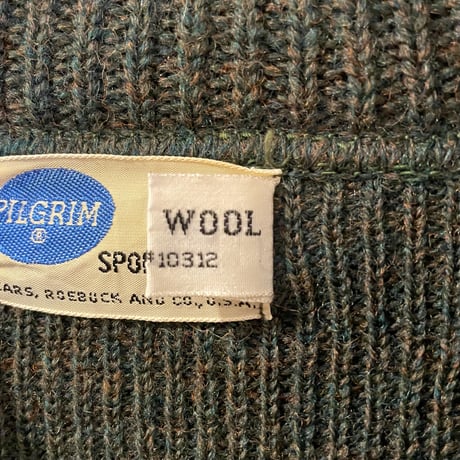 50s〜　PILGRIM　Vintage Wool Sweater　ウールセーター　ポケット付き　USA製　(S1627)