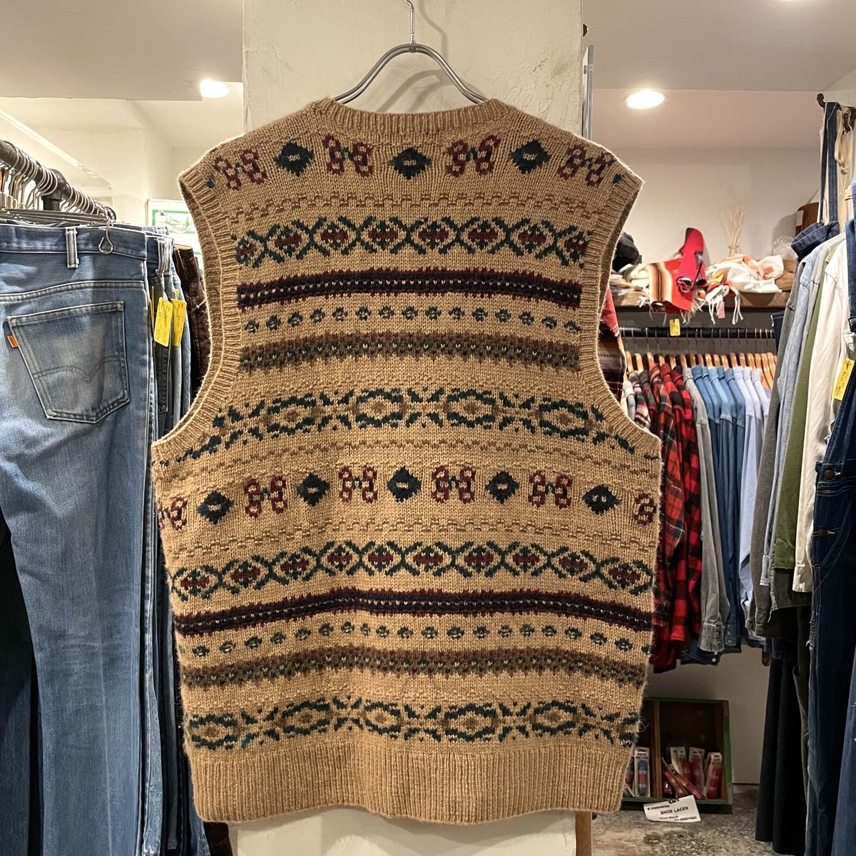 RALPH LAUREN/キャメルヘアーヘリンボーンセーターベスト/S RALPH