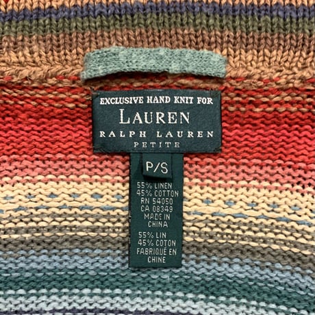 LAUREN Ralph Lauren　ネイティブ柄 ショールカラーニットガウン　ラルフローレン　P/Sサイズ　(S3586)
