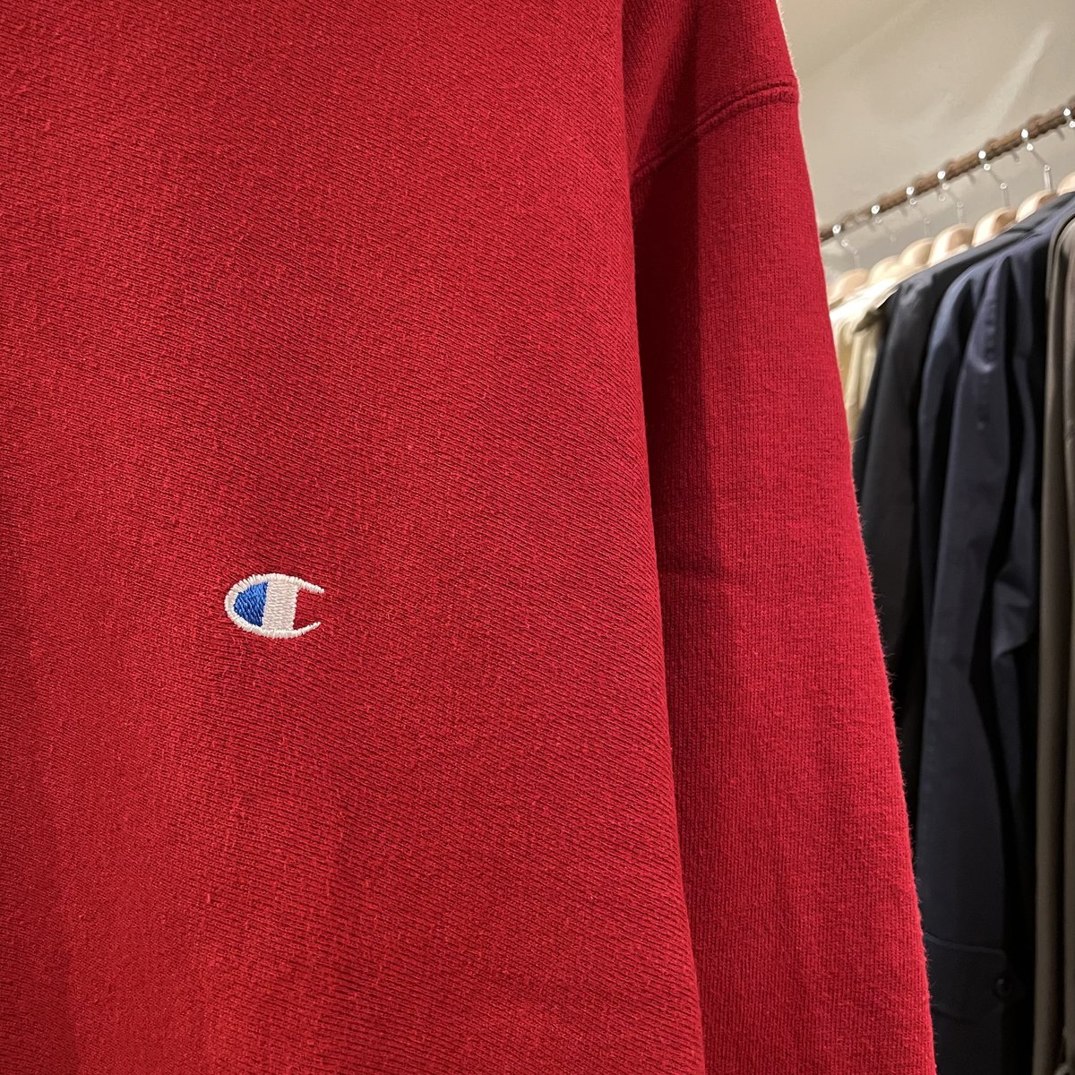 90s Champion REVERSE WEAVE \"グレー×レッド\" Champion REVERSE WEAVE(チャンピオンリバースウィーブ) 90S