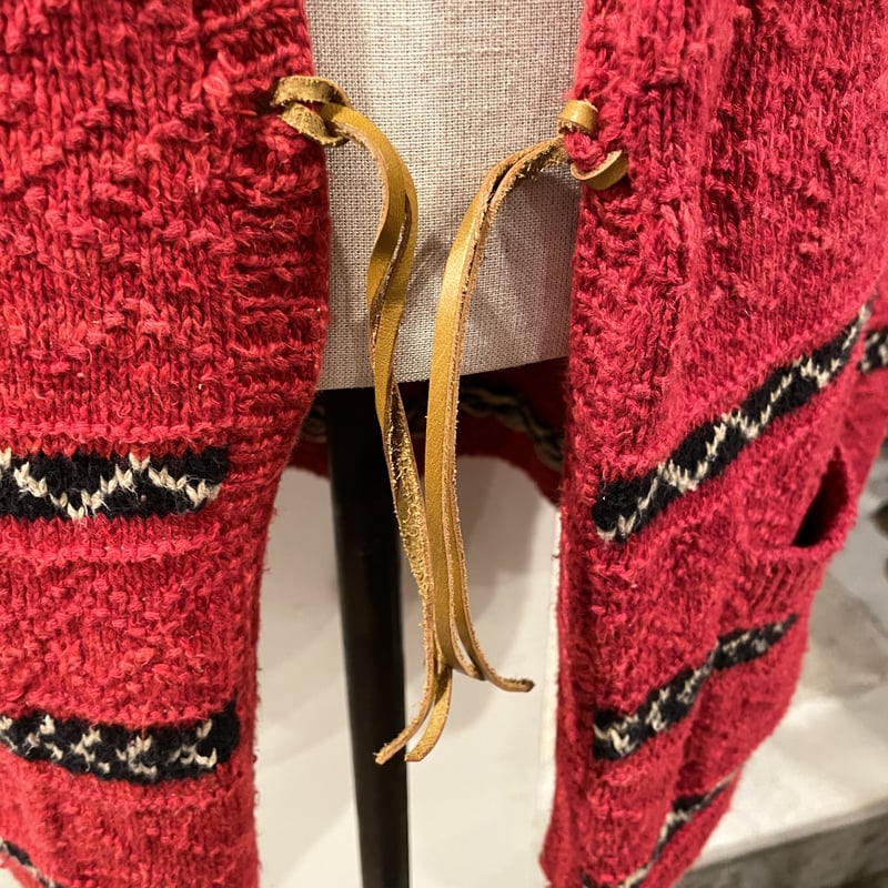 LAUREN RALPH LAUREN 90s ノーカラー ネイティブ柄 ニットガウン ラル