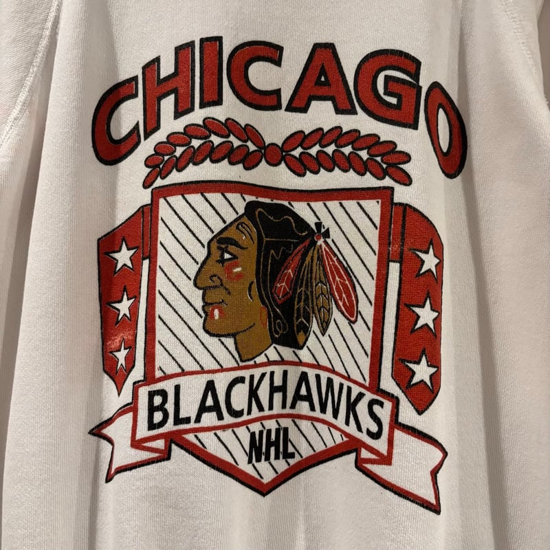 80s Hanes Chicago Black Hawks L/S スウェットシャツ USA製
