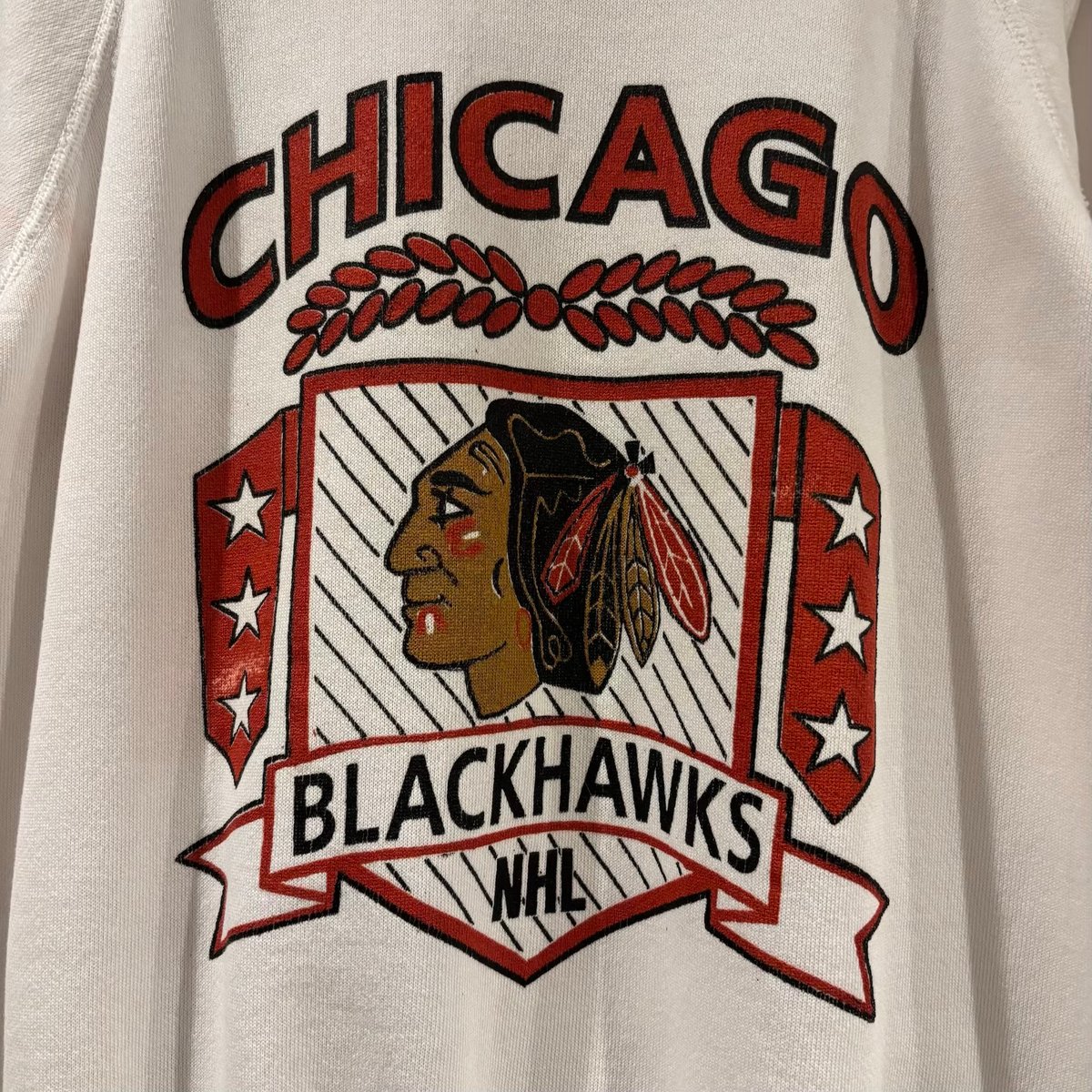 80s Hanes Chicago Black Hawks L/S スウェットシャツ USA製