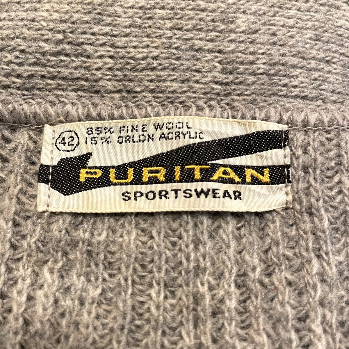 70s PURITAN USA製 アクリルニットカーディガン ライムグリーン 70s