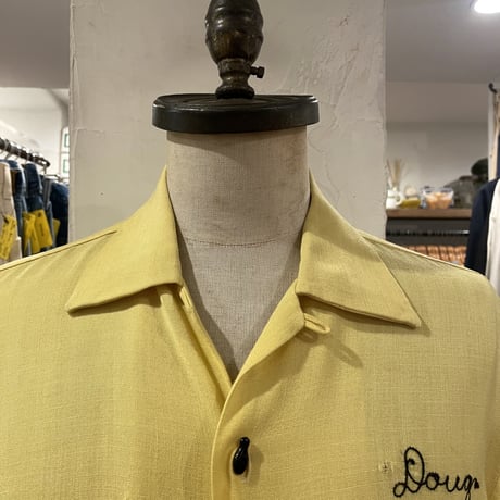 Vintage Bowling Shirt　50年代　ボウリングシャツ　背面無地　ピン型ボタン　50s　(S1048)