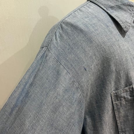 60s~　WASHINGTON DEE CEE　L/S CHAMBRAY SHIRT　Size 17　USA製　シャンブレーシャツ　ワークシャツ　(S5729)