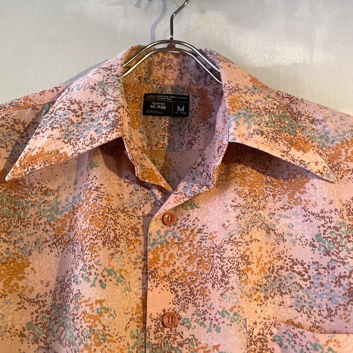 60's 70's Penneys TOWNCRAFT総柄 ジャガード Tシャツ 70s TOWNCRAFT S/S ボックスシャツ 総柄 USA製 JC Penny (S36