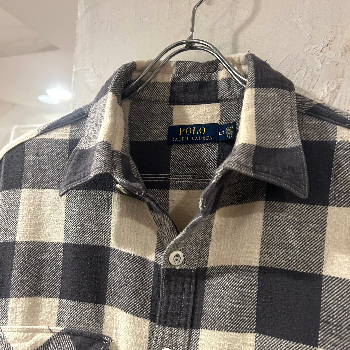 現行品 POLO ラルフローレン ブロックチェック ネルシャツ L 好配色 Polo Ralph Lauren Cotton Check L/S Shirt 赤 XL ポロラルフ