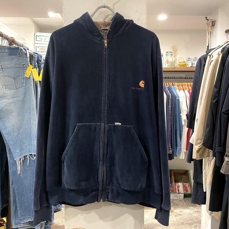 Carhartt ベロアパーカー フーディ ネイビー USA製 90s