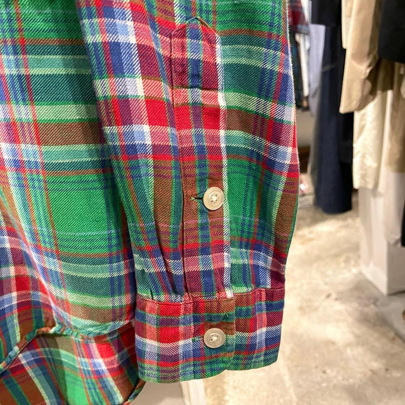 Ralph Lauren リネン×シルク チェック柄シャツ エポレット付き