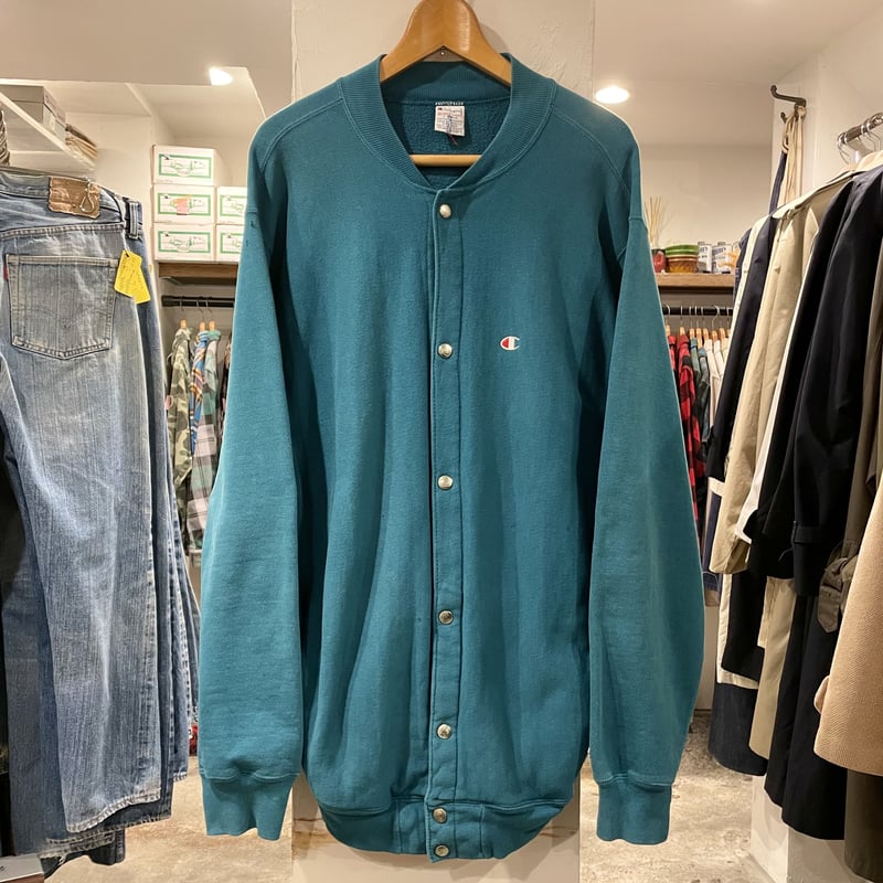 Champion 90s REVERSE WEAVE スナップカーディガン USA製 90s Champion Reverse Weave Snap Cardigan 紺 L 刺繍タグ