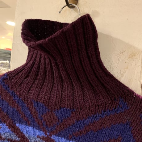 90s　POLO by Ralph Lauren　ウールセーター　タートルネック　ネイティブ柄　ラルフローレン　WOOL 100%　(S3020)