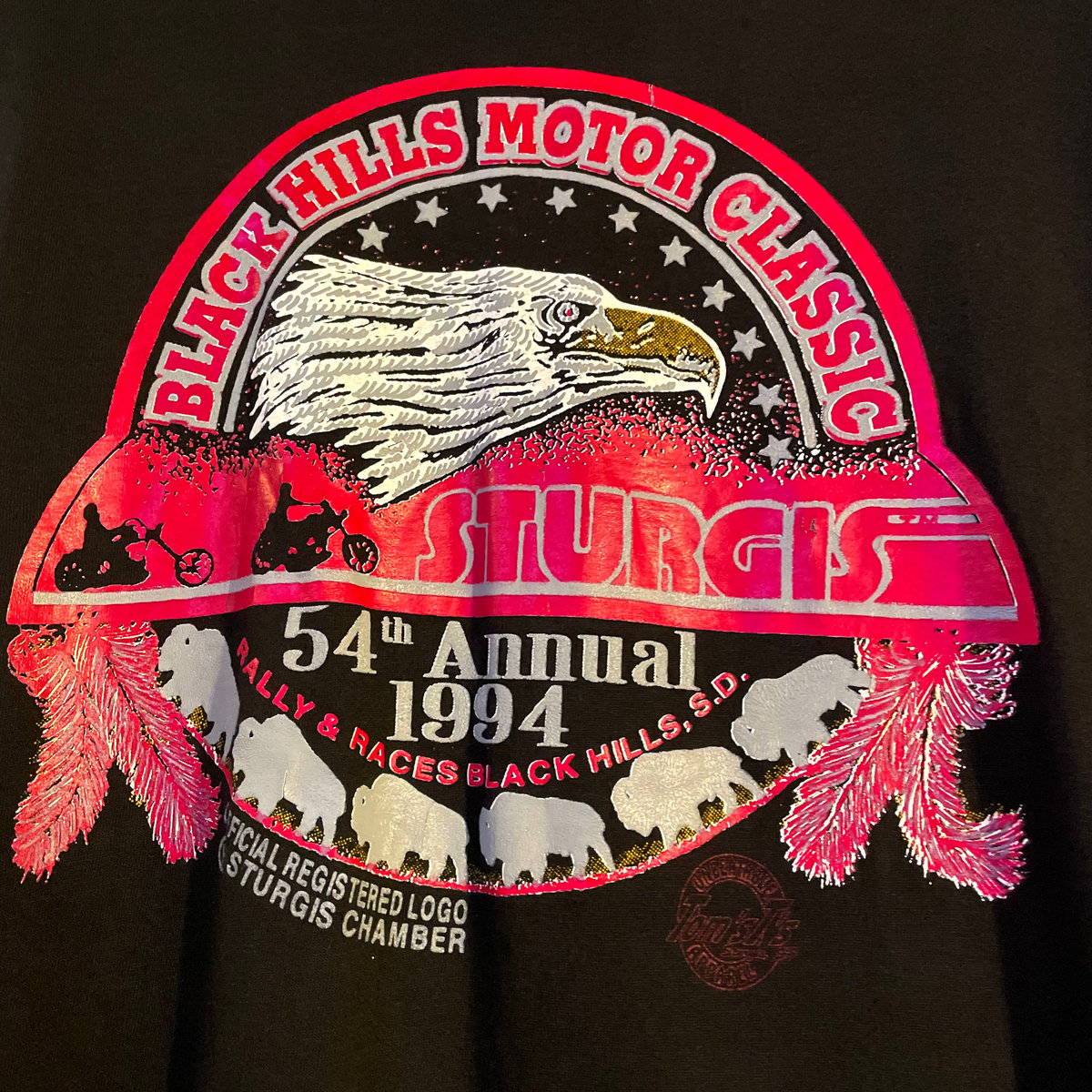 90s Hanes S/S バイクTシャツ BLACK HILLS USA製 Size L S
