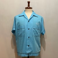 60s~　Hilton　S/S VINTAGE　BOWLING SHIRT　Size M　USA製　ミリタリー　ボウリングシャツ　ヒルトン　スヌーピー　スーベニア　USAF　(S5730)