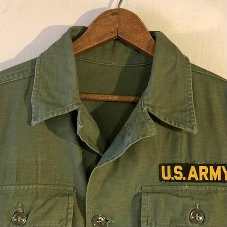 60s　US ARMY　ユーティリティシャツ　筒袖　OG107　ミリタリーシャツ　1962年　(S2143)