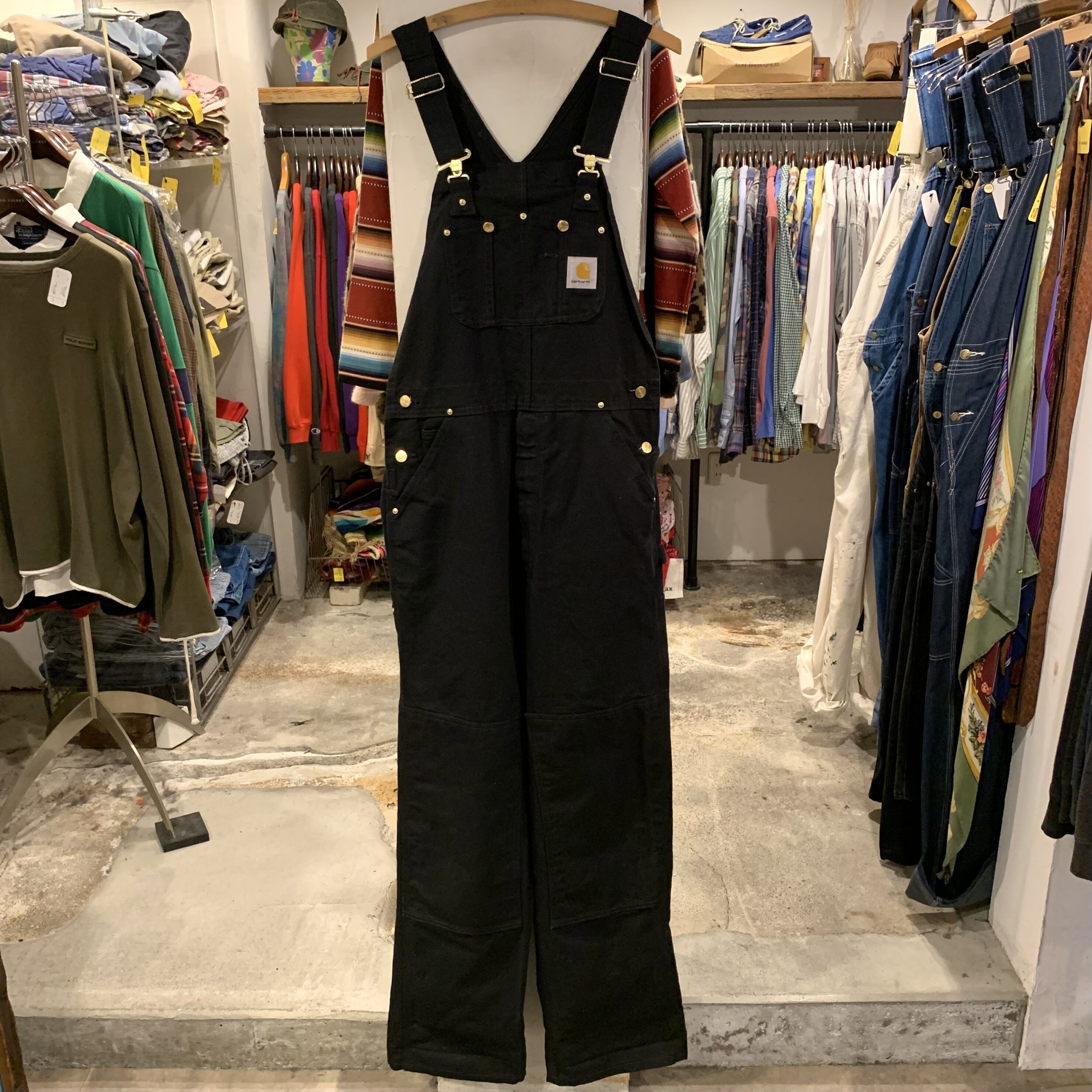 Carhartt ダック地 オーバーオール ダブルニー 黒 カーハート (S2299