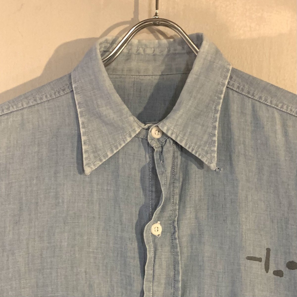 60s US NAVY シャンブレーシャツ ステンシル ミリタリーシャツ 