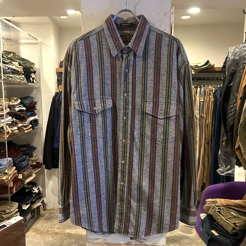 80s Eddie Bauer L/Sネルシャツ エディーバウアー コットンシャツ