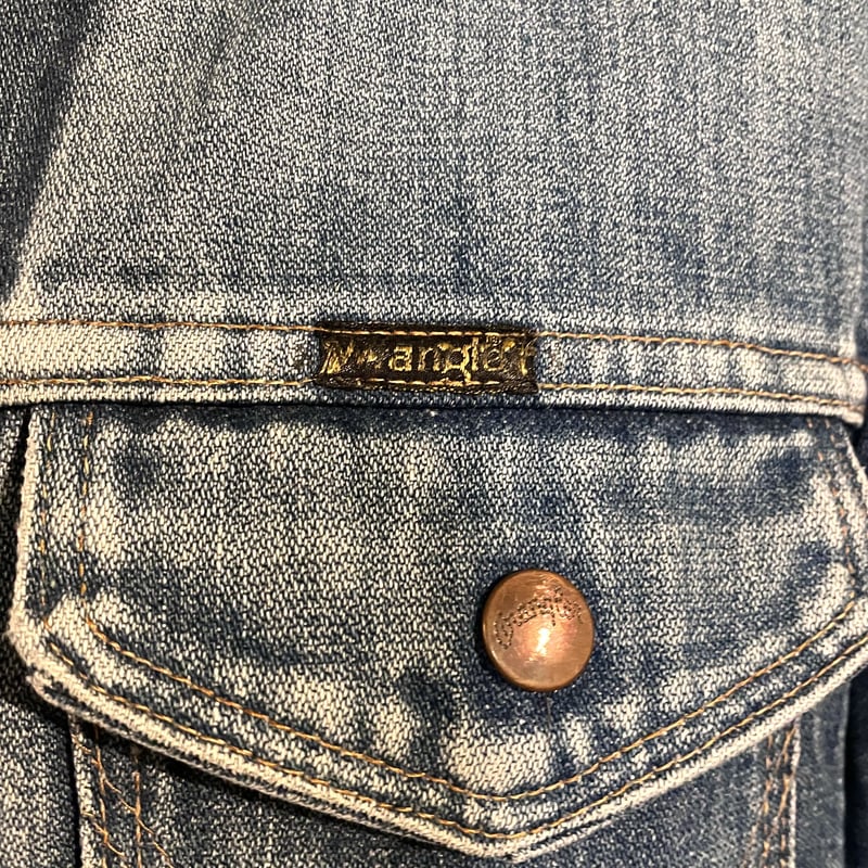 ラングラーデニムジャケット70s made in usa 70s Wrangler デニムジャケット USA製 ロング丈 ハチノス 4つ