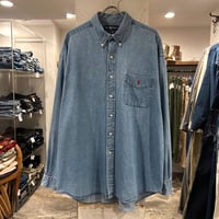 90s　Ralph Lauren　L/S デニムシャツ　BIG SHIRT　Size XL　ラルフローレン　ボタンダウンシャツ　(S5634)