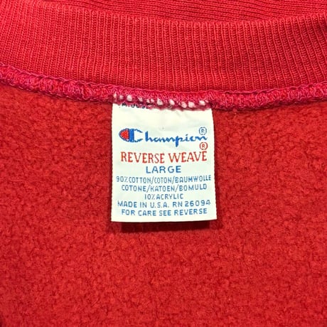 90s　Champion　リバースウィーブ　REVERSE WEAVE　USA製　Size L　目あり　刺繡タグ　チャンピオン　(S4891)
