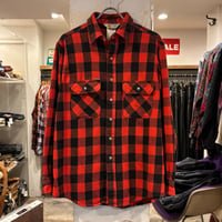 90s　carhartt　L/S ネルシャツ　USA製　Size L　カーハート　チェックシャツ　赤×黒　(S4512)