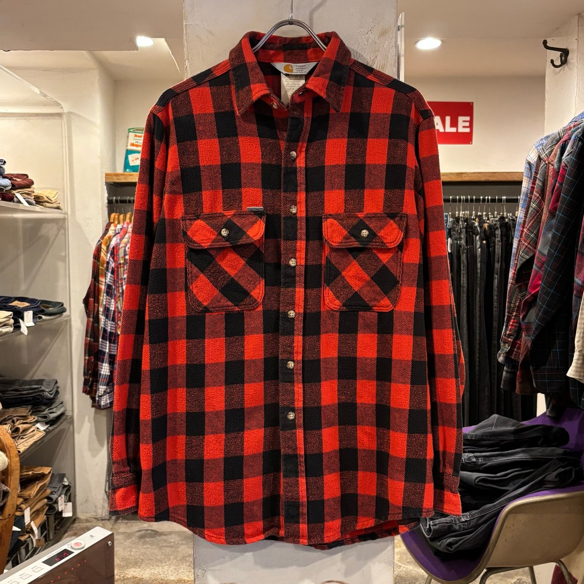 希少　carhartt カーハート　メンズ　デニムJK 裏赤チェック柄　L 希少 carhartt カーハート メンズ デニムJK 裏赤チェック柄 L