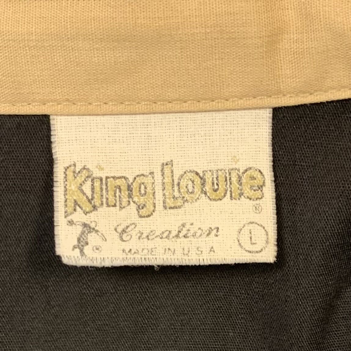 80s King Louie ボウリングシャツ チェーン刺繍 ブラック USA製