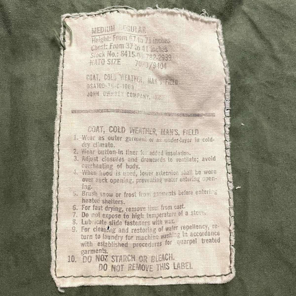 70s US ARMY M-65 Field Jacket バックステンシル 3rdタイプ ブ